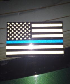 Sassy Stickers Subdued US Flag Reflective Decal with Thin Blue Line 4"x2.5" 15 71jlOl9yPiL