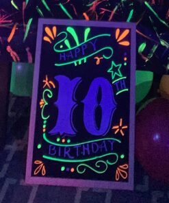 Crafty Croc Liquid Chalk Markers, Neon Chalk Pens Glow Under Blacklight, Includes 2 Each Fluorescent Yellow, Blue, Green, Orange and Pink (10 Pack) 10 Pack Double Neon (2 x Blue, Green, Yellow, Orange, Pink) Bold (6mm) 49 71jmYQJiPwL