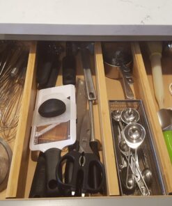 Large Kitchen Drawer Organizer - Expandable Bamboo Drawer Dividers (17.5" - 22") - Adjustable Separators for Kitchen, Clothes, Dresser, Bedroom, Bathroom, and Desk Drawers - 4 Pack (Natural) Natural 42 71jn3pYIPGL