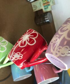 Home Basics 6 Piece Daisy Floral Ceramic 11 Ounce Mug Set For Coffee, Tea, Hot Chocolate etc. with Display Stand Multi color 16 71jndInMv4L