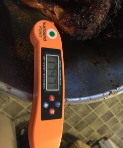 Digital Thermometer Talking Instant Read- Electronic BBQ- Great for Barbecue, Baking, Grilling, Cooking, All Food & Meat, Liquids- Collapsible Internal long Probe (Orange) By Surround Point 26 71joc4J9MEL