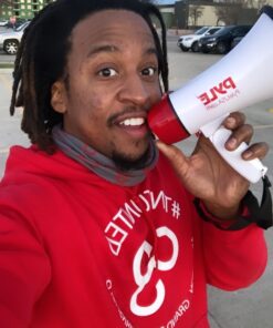 Pyle Megaphone Speaker PA Bullhorn - 20 Watts & Adjustable Vol Control w/ Built-in Siren & 800 Yard Range for Football, Baseball, Hockey, Cheerleading Fans & Coaches or for Safety Drills - PMP20,White 56 71jod580kHL 3