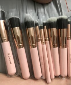 Kabuki Makeup Brush Set - Foundation Powder Blush Concealer Contour Brushes - Perfect For Liquid, Cream or Mineral Products - 10 Pc Collection With Premium Synthetic Bristles For Eye and Face Cosmetic Rose 44 71jog6bBvbL