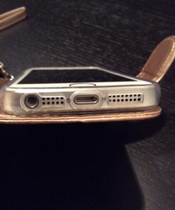 FYY Designed for iPhone SE Case 2016 (1st Generation) / iPhone 5 Case/iPhone 5s Case, Luxury PU Leather Wallet Phone with Card Holder Protective Shockproof Kickstand Case Cover Gold A-Gold 44 71jp7qGVyeL