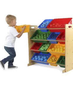 Humble Crew, Natural/Primary Kids' Toy Storage Organizer with 12 Plastic Bins, 34*35*15.5inch 41 71jpwUfVobL