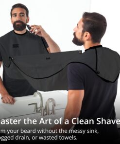 Beard King Beard Bib Apron - Christmas Gifts & Stocking Stuffers for Dad - As Seen on Shark Tank - Men's Hair Catcher for Shaving - Grooming Accessories - Packing Pouch, Black 31 71jsnAY2wKL