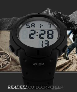 Readeel Men's Watches RE-1068 Rubber Band Digital Watch EL Backlight Outdoor Sport Watch Multifunction Watch For Men, Green 12 71jvEec9gtL