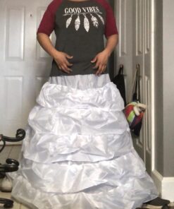 Crinoline Petticoat for Women 4 Hoop Skirt 5 Ruffles Layers Ball Gown Underskirt Half Slips for Wedding Dress Small White 19 71jxQHaH9HL