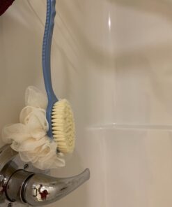 Shower Body Brush with Bristles and Loofah,Back Scrubber Bath Mesh Sponge with Curved Long Handle for Skin Exfoliating Bath, Massage Bristles Suitable for Wet or Dry, Men and Women (Blue) 23 71jxb0PuDL