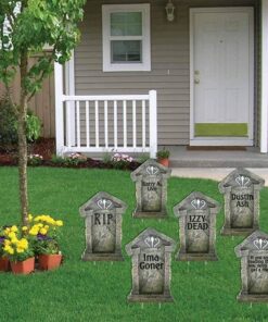 VictoryStore Yard Sign Outdoor Lawn Decorations - Fake Tombstones Graveyard Gravestones - Halloween Yard Decoration - Set of 6, 21.3 inches X 14.8 inches Funny 14 71jxjULlQsL