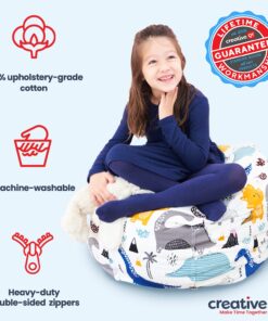 Creative QT Stuff ’n Sit Extra Large 38’’ Bean Bag Storage Cover for Stuffed Animals & Toys – Gray & White Stripe – Toddler & Kids’ Rooms Organizer – Giant Beanbag Great Plush Toy Hammock Alternative Grey/White Striped X-Large 25 71jy5GCdk0L 2