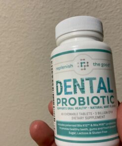 Replenish the Good Dental Probiotic | Vegan Supplements w/BLIS K12 & M18 | Boosts Oral Health | Fights Bad Breath (Halitosis), Tooth Decay, Strep Throat | 60 Sugar-Free Chewable Tablets (Mint Flavor) 60 Count (Pack of 1) 29 71k0MYTYsL
