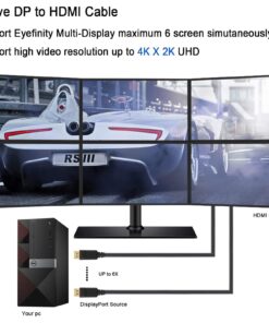 CableCreation 4K Active DisplayPort to HDMI Cable 6FT, DP to HDMI Cable DP 1.2 4K x 2K & 3D Audio/Video Monitor Cable,Support Eyefinity Multi-Screen,1.8M / Black 4K@30Hz-Black 12 71k11vp49cL