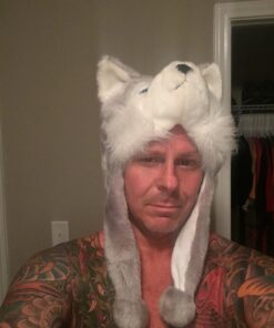 Super Z Outlet Cute Plush Animal Hat Winter Warm Winter Fashion Clothing Accessories (Husky/Wolf-Short) Grey 36 71k186GN4uL