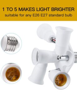JACKYLED 5 in 1 Light Socket Splitter E26 E27 Adapter Converter Standard LED Bulbs Holder 360 Degrees Adjustable 180 Degree Bendable Max Watt 300W 23 71k1APyHqYL