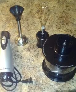 Hamilton Beach 4-in-1 Electric Immersion Hand Blender with Handheld Blending Stick, Whisk + 3-Cup Food & Vegetable Chopper Bowl, 2-Speeds, 225 Watts, Silver and Stainless Steel (59765) 46 71k8XeQnV7L
