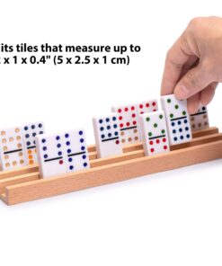 Alternative view of Yellow Mountain Imports Premium Beechwood Domino Racks/Trays (10-Inch) - Set of 4 - Domino Holders for Mexican Train, Chickenfoot and Other Domino Games