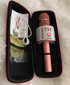 BONAOK Wireless Bluetooth Karaoke Microphone, 3-in-1 Portable Handheld Mic Speaker for All Smartphones,Gifts for Girls Kids Adults All Age Q37(Rose Gold) Rose Gold 59 71k9rzXVKWL