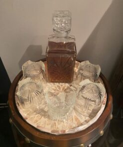 Paksh Novelty Whiskey Decanter Set - 7-Piece Italian Crafted Glass Decanter & Whiskey Glasses Set - Holiday Whiskey Gifts for Men and Women w/ Ornate Stopper and 6 Cocktail Glasses, Red A 43 71k9soaKYSL