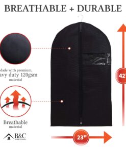 Garment Bags with Shoe Bag - Breathable Garment Bag Covers Set of 5 for Suit Carriers, Dresses, Linens, Storage or Travel - Suit Bag with Clear Window 31 71kB1jqOuYL