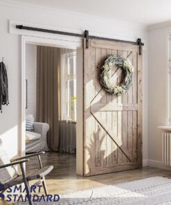 Alternative view of SMARTSTANDARD 8 Feet Heavy Duty Sturdy Sliding Barn Door Hardware Kit -Smoothly and Quietly -Easy to Install -Includes Step-by-Step Installation Instruction Fit 48" Wide Door Panel (J Shape Hanger)