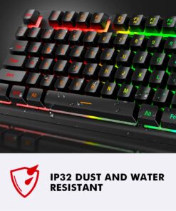 Alternative view of NPET K10 Wired Gaming Keyboard, LED Backlit, Spill-Resistant Design, Multimedia Keys, Quiet Silent USB Membrane Keyboard for Desktop, Computer, PC (Black) Wired RGB