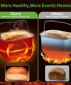 KBS Pro Stainless Steel Bread Machine, 2LB 17-in-1 Programmable XL Bread Maker with Fruit Nut Dispenser, Nonstick Ceramic Pan& Digital Touch Panel, 3 Loaf Sizes 3 Crust Colors, Reserve& Keep Warm Set 37 71kCTjXAUpL 2