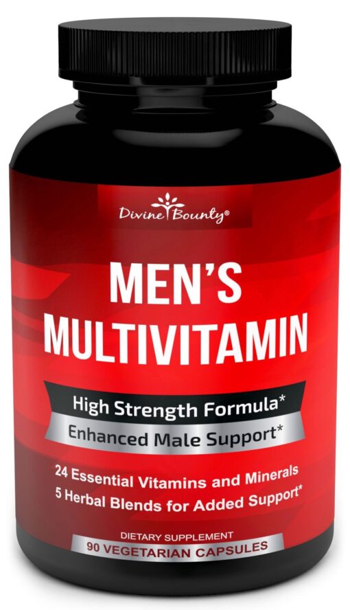 Mens Multivitamin – Daily Multivitamin for Men with Vitamin A C D E K B Complex, Calcium, Magnesium, Selenium, Zinc Plus Heart, Brain, Immune, and Men's Multivitamins – 90 Vegetarian Capsules