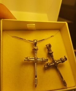 Honolulu Jewelry Company Sterling Silver Rope & Nail Cross Necklace Pendant with 18" Box Chain 15 71kES8BbUpL