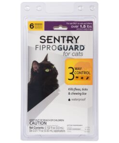 SENTRY Fiproguard for Cats, Flea and Tick Prevention for Cats (1.5 Pounds and Over), Includes 6 Month Supply of Topical Flea Treatments 27 71kFIchcnPL