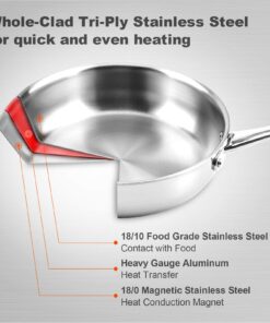 Alternative view of Duxtop Whole-Clad Tri-Ply Stainless Steel Stir-Fry Pan Kitchen Induction Cookware 8 Inches 8 inch