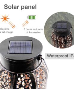 Maggift 2 Pack 10.6 Inch Hanging Solar Lights Outdoor Retro Hanging 20 Lumens Christmas Decorative Solar Lantern with Handle, Brown 2Pack-Retro Hanging Solar Lantern 26 71kFuzAhvzL