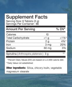 Nutrex Hawaii, Pure Hawaiian Spirulina 500 mg, Vegan, Supports Immune System, Heart, Cells and Energy, 400 Tablets 400 Count (Pack of 1) 17 71kGBKf0WtL