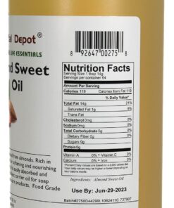 Almond Sweet Oil - 1 Quart - 32 oz - Safety Sealed HDPE Container with resealable Cap - 100% Pure and Natural for Hair, Skin, Massage and Cooking 21 71kGsQBeSNL