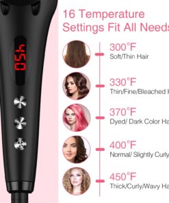 Enhanced Ceramic Hair Straightener Brush by MiroPure, 2-in-1 Ionic Straightening Brush with Anti-Scald Feature, Auto Temperature Lock & Auto-Off Function (Black) 49 71kH04URbQL 1