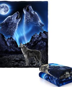 Dawhud Direct II Howling Wolf Fleece Blanket for Bed, 50" x 60" Wolf Fleece Throw Blanket for Men, Women and Kids - Super Soft Plush Wolf Blanket Throw Fleece Blanket Wolves Howling Moon 50" x 60" 11 71kHBEQsBmL