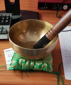 6-Inch Handmade Tibetan Singing Bowl ~ Superb B Crown Chakra Balancing ~ Best use for Meditation, Sound Healing, Cleansing, Mindfulness & Relaxation ~ Cushion & Sueded Leather wooden Mallet included 32 71kHQkQ35tL