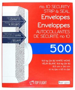 Top Flight PSTF10NWT #10 Envelopes, Strip & Seal, Security Tinted, White Paper, 24 lb, 500 Count 11 71kHbMIxGL
