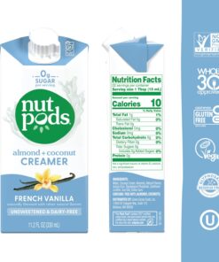 Alternative view of nutpods French Vanilla Creamer - Unsweetened Non Dairy Made from Almonds and Coconuts - Keto Creamer, Whole30, Gluten Free, Non-GMO, Vegan, Sugar Free, Kosher (4-Pack) 11.2 Fl Oz (Pack of 4)