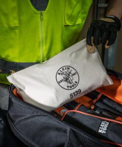 Klein Tools 5139 Zipper Bag, Canvas Tool Pouch to 12.5 x 7 x 0.7 -Inch with Heavy Duty Brass Zipper Close, Natural 13 71kIJE2WPGL