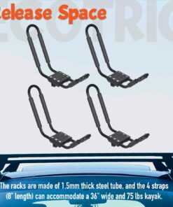 ECOTRIC Kayak Roof Rack J-Bar Rack HD Universal Kayak Carrier Holder Canoe Boat Surf Ski Board Roof Top Mounted on Crossbar for Car SUV Truck Set of 4 31 71kISNmX4UL