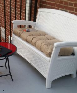 Suncast EMW8863250 Elements Loveseat with Storage-Lightweight, Resin, All-Weath, White 24 71kJ 4vgADL