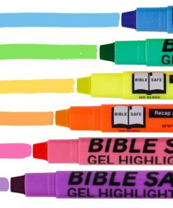 U.S. Office Supply Bible Safe Gel Highlighters, 6 Pack Set - 6 Different Bright Neon Fluorescent Highlight Colors Yellow, Orange, Pink, Purple, Green, Blue - Won't Bleed, Fade or Smear - Study Guide Multicolor (Pack of 6) 30 71kJFLXXDtL