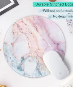 ITNRSIIET Marble Round Mouse Pad, Pink Marble Customized Premium-Textured Mouse Mat,Washable Mousepads with Lycra Cloth, Non-Slip Rubber Base Small Mousepad, 7.87×7.87×0.12 inches (Pink Marble) 22 71kJQZFpM L