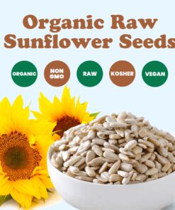 Organic Sunflower Seeds, 4 Pounds – Hulled, Raw, Non-GMO, Dried Kernels, Unsalted, Kosher, Vegan, Keto, Paleo, Sirtfood, Bulk, Low Sodium Nuts, Good Source of Protein, Vitamins E, B7 4.0 Pounds 17 71kKLd1 dRL