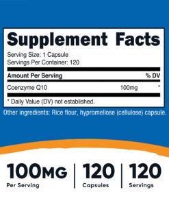 Nutricost CoQ10 100mg, 120 Vegetarian Capsules, 120 Servings - High Absorption, Vegetarian, Non-GMO, Coenzyme Q10 120 Count (Pack of 1) 8 71kKQh8 pL