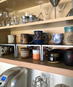 SimpleHouseware Expandable Stackable Kitchen Cabinet and Counter Shelf Organizer, Silver Metal Top 44 71kM2324UtL