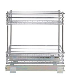Household Essentials Glidez Multipurpose Chrome-Plated Steel Pull-Out/Slide-Out Storage Organizer for Under Cabinet Use - 2-Tier Design - Fits Standard Size Cabinet or Shelf, Chrome 14.25" - Standard 25 71kMENsmhpL