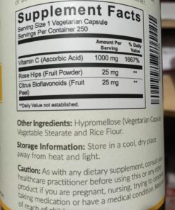 Viva Naturals Vitamin C 1000mg - Non-GMO Vitamin C Supplements with Citrus Bioflavonoids & Rose Hips for Immune Support & Antioxidant Protection, 250 Vegetarian Capsules 27 71kNrG7JnrL