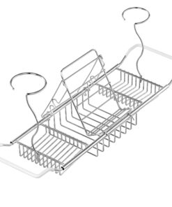 iPEGTOP Stainless Steel Bathtub Caddy Tray - Over Bath Tub Racks Shower Organizer with Extending Sides, Removable Wine Glass Book Holder 25 71kODNd8NeL